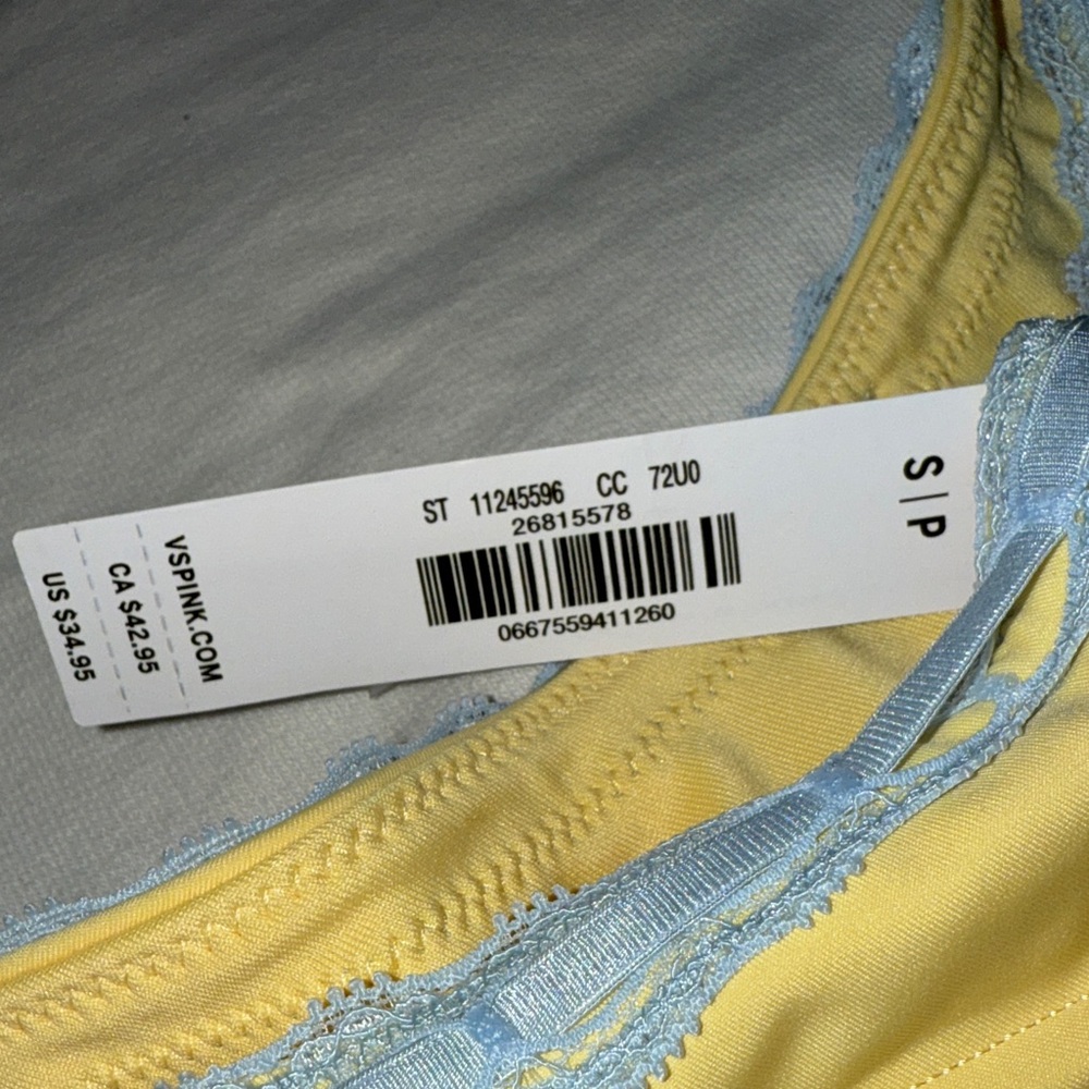 PINK x Frankie’s Bikinis Yellow and Blue Lace Trim Bikini Bottom - Picture 3 of 3